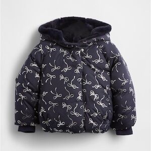 Old Navy Navy Blue Kids Puffer Jacket with Bow Pattern